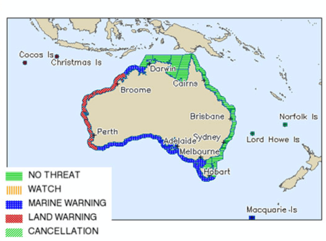 Tsunami warning google map